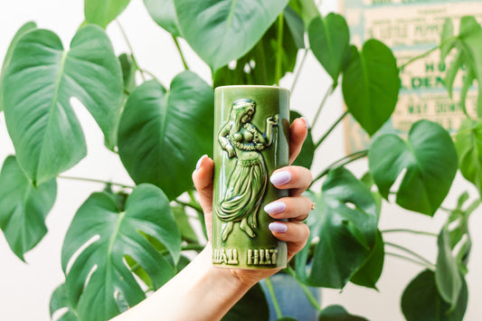 Luau Hut Nude Hula Dancer Tiki Mug Vintage Bar Decor