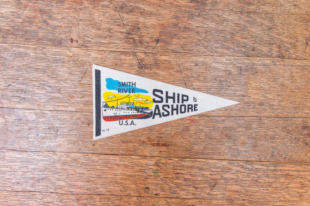 Smith River California Felt Pennant Vintage White Mini Nautical Wall Decor - Eagle's Eye Finds