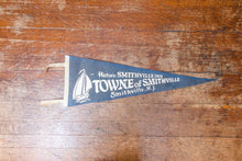 Load image into Gallery viewer, Smithville New Jersey Felt Pennant Vintage Blue Nautical Wall Decor - Eagle&#39;s Eye Finds
