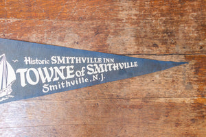 Smithville New Jersey Felt Pennant Vintage Blue Nautical Wall Decor - Eagle's Eye Finds