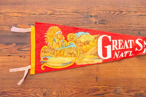 Great Smoky Mountains National Park Red Felt Pennant Vintage Wall Hanging Decor