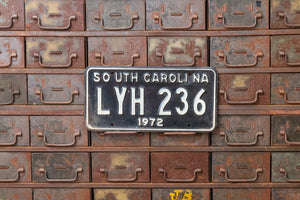 South Carolina 1972 License Plate Vintage Black and White Wall Decor - Eagle's Eye Finds