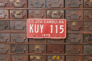 South Carolina 1975 License Plate Vintage Red Wall Hanging Decor - Eagle's Eye Finds