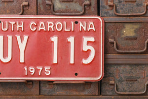 South Carolina 1975 License Plate Vintage Red Wall Hanging Decor - Eagle's Eye Finds