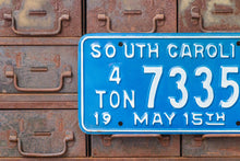 Load image into Gallery viewer, South Carolina 1973 Truck License Plate Vintage Blue Wall Decor - Eagle&#39;s Eye Finds
