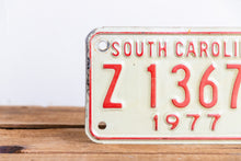 Load image into Gallery viewer, South Carolina 1977 Motorcycle License Plate Vintage Wall Hanging Decor - Eagle&#39;s Eye Finds
