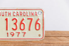 Load image into Gallery viewer, South Carolina 1977 Motorcycle License Plate Vintage Wall Hanging Decor - Eagle&#39;s Eye Finds
