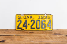 Load image into Gallery viewer, South Dakota 1935 License Plate Vintage Yellow Wall Hanging Decor 24-2064 - Eagle&#39;s Eye Finds
