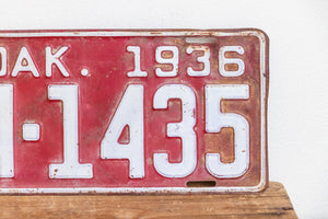 South Dakota 1936 License Plate Pair Vintage Red Wall Hanging Decor - Eagle's Eye Finds