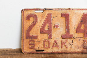 South Dakota 1937 Rusty License Plate Vintage Brown Wall Hanging Decor 24-1412 - Eagle's Eye Finds