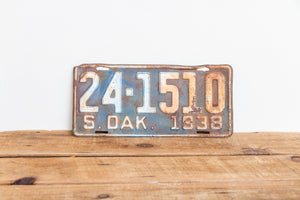 South Dakota 1938 Rusty License Plate Vintage Blue Wall Hanging Decor 24-1510 - Eagle's Eye Finds