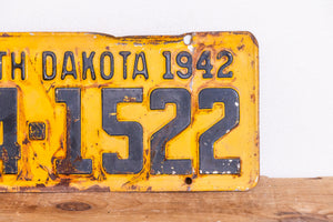 South Dakota 1942 License Plate Vintage Yellow Wall Hanging Decor 24-1522 - Eagle's Eye Finds