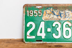 South Dakota 1955 License Plate Vintage Green Wall Hanging Decor 24-3610 - Eagle's Eye Finds