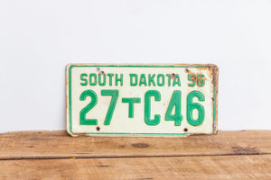 South Dakota 1956 License Plate Vintage White and Green Wall Decor - Eagle's Eye Finds