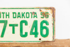 South Dakota 1956 License Plate Vintage White and Green Wall Decor - Eagle's Eye Finds