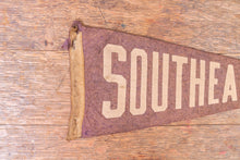 Load image into Gallery viewer, Southeastern Purple Felt Pennant Vintage High School Decor - Eagle&#39;s Eye Finds
