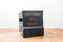 Load image into Gallery viewer, Schotten&#39;s Spice Box Vintage Wooden Rustic Primitive Store Display - Eagle&#39;s Eye Finds
