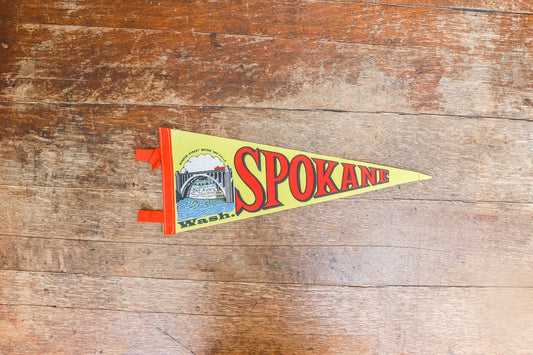Spokane Washington Pennant Vintage Retro Yellow Wall Decor