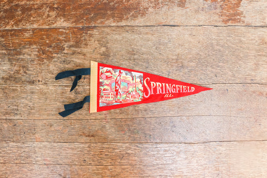 Springfield Illinois Felt Pennant Vintage IL Red Wall Decor