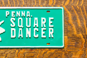 Square Dancer Booster License Plate Vintage Green Pennsylvania Decor