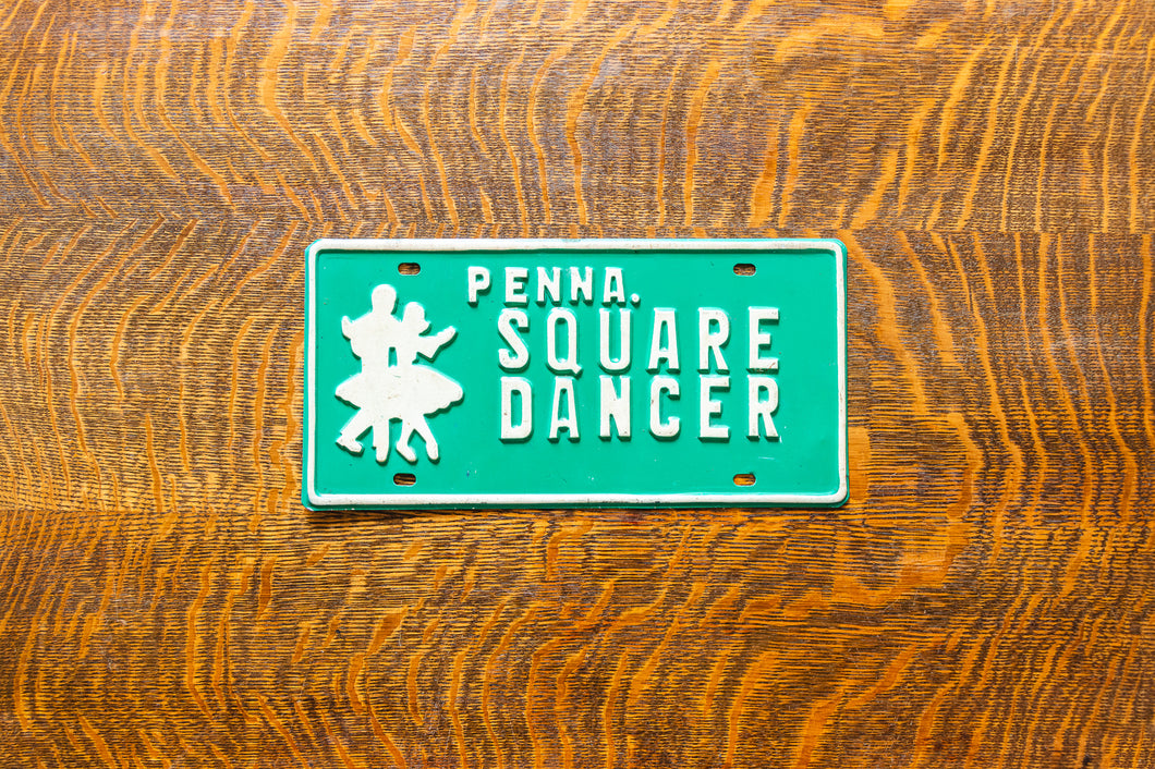 Square Dancer Booster License Plate Vintage Green Pennsylvania Decor