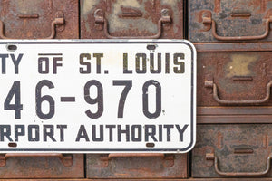 St. Louis Airport Authority Missouri Booster License Plate Vintage White Wall Hanging - Eagle's Eye Finds