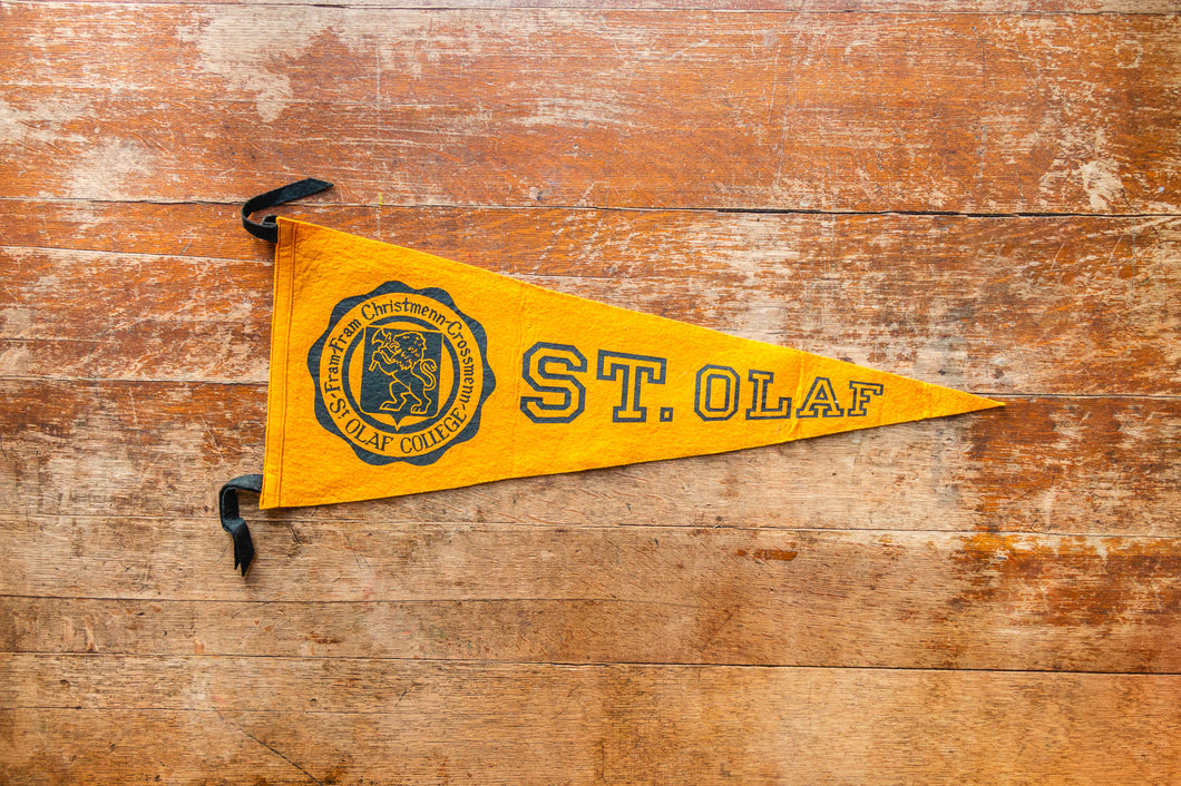 St. Olaf College gold Felt Pennant Vintage University Wall Decor