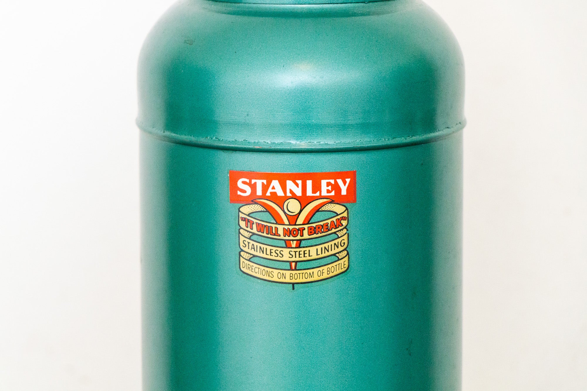 1950s vintage Stanley thermos, half-gallon vacuum bottle w/ old