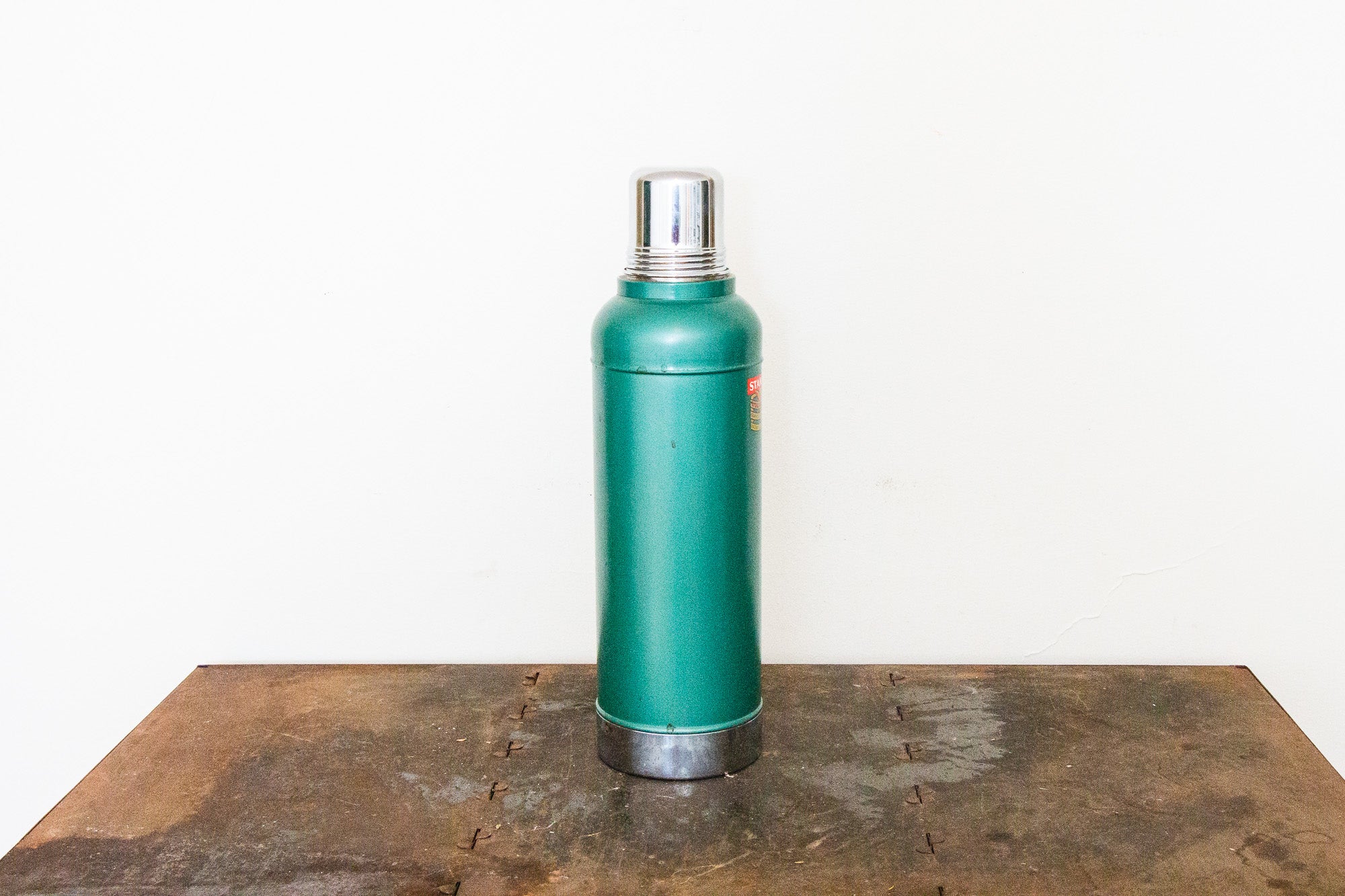 1950s vintage Stanley thermos, half-gallon vacuum bottle w/ old