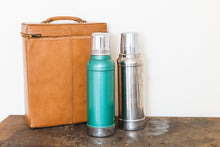 Load image into Gallery viewer, Stanley Thermos Set with Case Vintage 1956 Super Vac A945 Mid-Century Decor
