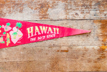 Load image into Gallery viewer, Hawaii Vintage Felt Pennant Red HI State Wall Decor
