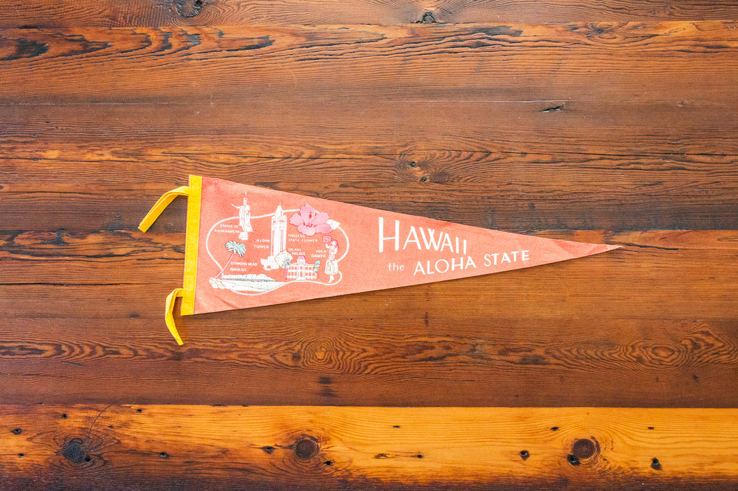 Hawaii Felt Pennant Red Vintage Travel Wall Decor