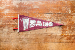 State of Idaho Maroon Felt Pennant Vintage Wall Decor