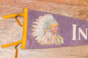 Indiana Native American Purple Felt Pennant Vintage IN Wall Decor