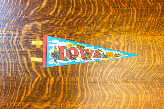 Iowa State Retro Felt Pennant Vintage IA Wall Decor