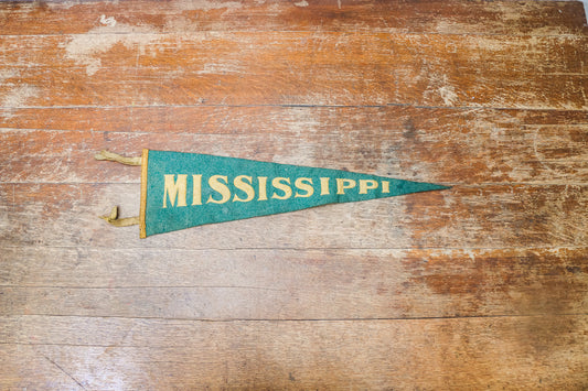State of Mississippi Felt Pennant Vintage Green Travel Wall Decor