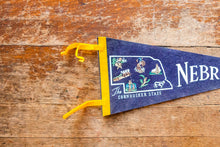 Load image into Gallery viewer, State of Nebraska Pennant Vintage Blue Wall Decor
