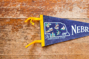 State of Nebraska Pennant Vintage Blue Wall Decor