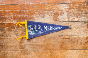 State of Nebraska Pennant Vintage Blue Wall Decor