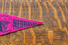 Load image into Gallery viewer, Mini Nebraska Felt Pennant Vintage Maroon NE Wall Decor
