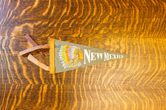 New Mexico Gray Felt Pennant Vintage NM Native American Wall Decor