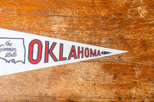 State of Oklahoma White Felt Pennant Vintage OK Wall Decor