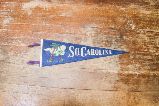 South Carolina State Pennant Vintage Blue Travel Wall Decor