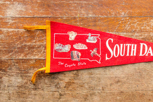 South Dakota Red Felt Pennant Vintage Wall Hanging Decor