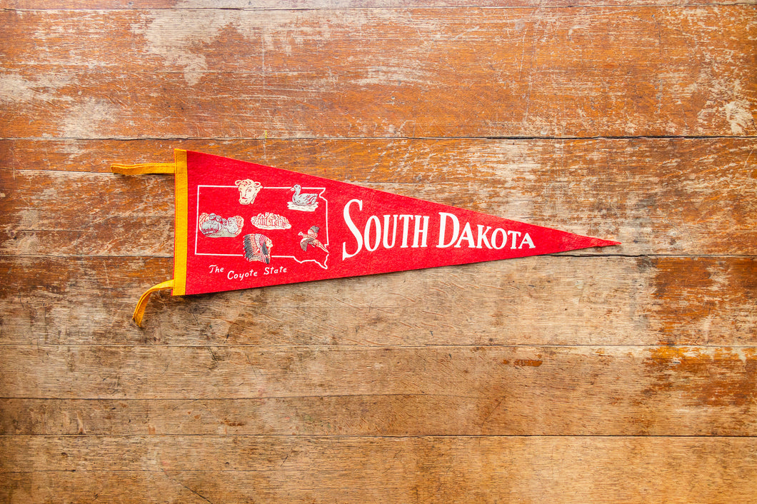 South Dakota Red Felt Pennant Vintage Wall Hanging Decor