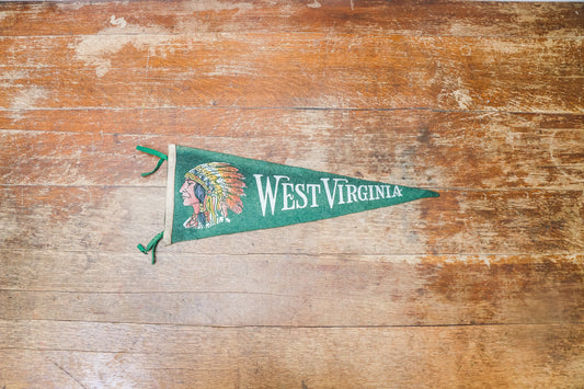 West Virginia State Pennant Vintage Green Travel Wall Decor