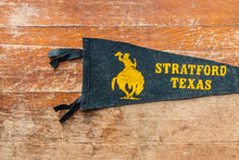 Load image into Gallery viewer, Stratford Texas Cowboy Felt Pennant Vintage Black TX Wall Decor
