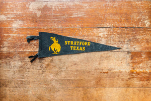Stratford Texas Cowboy Felt Pennant Vintage Black TX Wall Decor