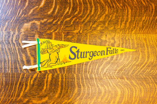 Sturgeon Falls Ontario Felt Pennant Vintage Yellow Canada Wall Decor