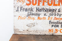 Load image into Gallery viewer, Suffolk Sheep Sign Vintage Hand-Painted Wood Farm Sign - Eagle&#39;s Eye Finds
